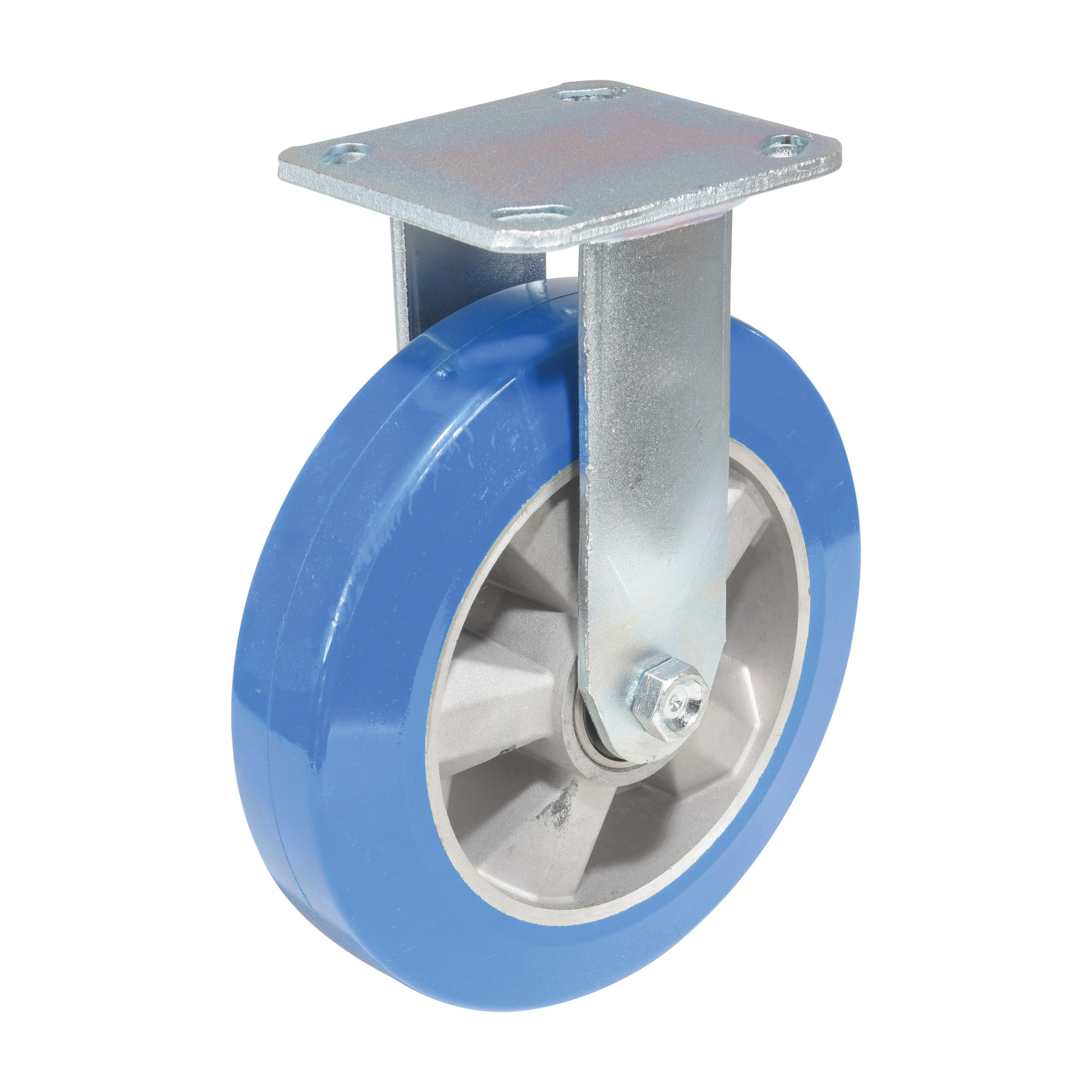 Vestil Precision Ball Bearing Rigid Caster - 8in. Wheel, Polyurethane on Aluminum, Blue, Model# CST-PB-8X2PUA-R